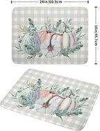 Fall Colorful Pumpkin Dish Drying Mat for Kitchen Counter,Green Leaves Drying Mat with Hanging Loop 18 x 24 Inch Microfiber Grey White Check Plaids Dish Drying Pad Dish Rack Drainer Mat for Coffee Bar