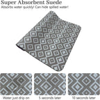 Bloss Dish Drying Mat, 12"x19" Absorbent Coffee Bar Mat with Waterproof Rubber Back, Fit Under Coffee Maker Machine/Kitchen Counter(Gray-White Plaid)