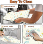 Dish Drying Mat for Kitchen Counter, 12" X 20" Absorbent Coffee Maker Mat for Countertops, Easy to Clean Kitchen Drying Matt Rubber Backing for Coffee Espresso Machine Dish Rack Pad, Cute Flower