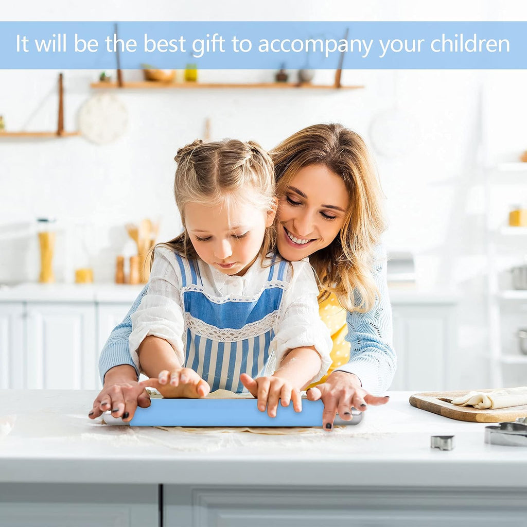 Rolling Pin Dough Roller for Baking with Thickened Non Stick Silicone Metal Handle Rolling Pin Stainless steel Fondant Roller Pin Cookie Pastry Kitchen Accessories 13.8 X 1.5 Inches