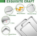 Stainless Steel Cookie Sheets, Baking Sheet Pan Set of 3 with Wire Cooling Rack, Non Stick and Heavy Duty and Easy Clean, 9/12/16 Inch