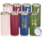 20 oz Skinny Tumblers Bulk 8 Pack, Stainless Steel Insulated Tumbler with Lids and Straws, Slim Double Wall Powder Coated Travel Coffee Mugs Reusable Cup for Hot Cold Drinks (Mixed,8 pack)