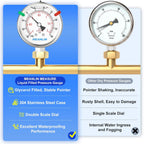 MEANLIN MEASURE -30inHG~30Psi Vacuum Pressure Gauge 316 Stainless Steel Joint 1/4" NPT 2.5" FACE DIAL, Stainless Steel Liquid Filled Pressure Gauge WOG Water Oil Air Lower Mount, 2PCS Snaps