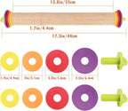 17Inch Wooden Rolling Pin, Rolling Pin with 4 Adjustable Thickness Ring, Graduated Rolling Pin for Baking, Fondant, Pizza, Crust, Cookies, Pastry