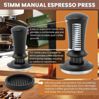 51mm Espresso Accessories Kit:Spring Loaded Calibrated Tamper,WDT Tool Espresso,Magnetic Dosing Funnel,Distribution Needle,Latte Art Pin,Fits Espresso Coffee Machines