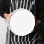 ONTUBE Pie Pans- 11 Inches Ceramic Quiche Pans, Round Pie Tins for Baking,Oven Saf (White,1 Pieces)