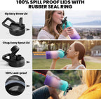 Insulated Water Bottle 87 oz, Triple Wall Vacuum Stainless Steel (Cold for 48 Hrs), Leak Proof & Non-BPA, Modern Water Flask Jug with Paracord Handle & Straw Spout Lids, Hydrangea