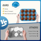 2 Packs 12 Cups Silicone Muffin Pan with Metal Reinforced Frame Regular Size Cupcake Pan Tray Egg Bites Silicone Circle Cookie Molds Muffin Tin Tart Pans Baking Sheet Set for Breakfast Sandwiches