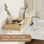 Fun Memories Rustic Floating Shelves for Home Decor, 8 Inch Deep Floating Shelf, Solid Wood Floating Wall Shelves 24 Inch Long, Deep Wall Shelves for Bathroom, Living Room, Natural Finsh, Set of 2