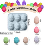 2 Packs Easter Egg Candy Silicone Molds, 6 Cavity Semi Egg Non Stick Silicone Molds for Making Hot Chocolate Bomb, Jelly, Truffles, Desserts, ice cube, Hard Candy