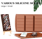 2 Pcs Chocolate Bar Molds Deep Large Chocolate Molds Silicone Break Apart Thick Silicone Molds for Candy Bar, With 100 Pcs Bags and 1 Pc Scraper Set (5 Snap）