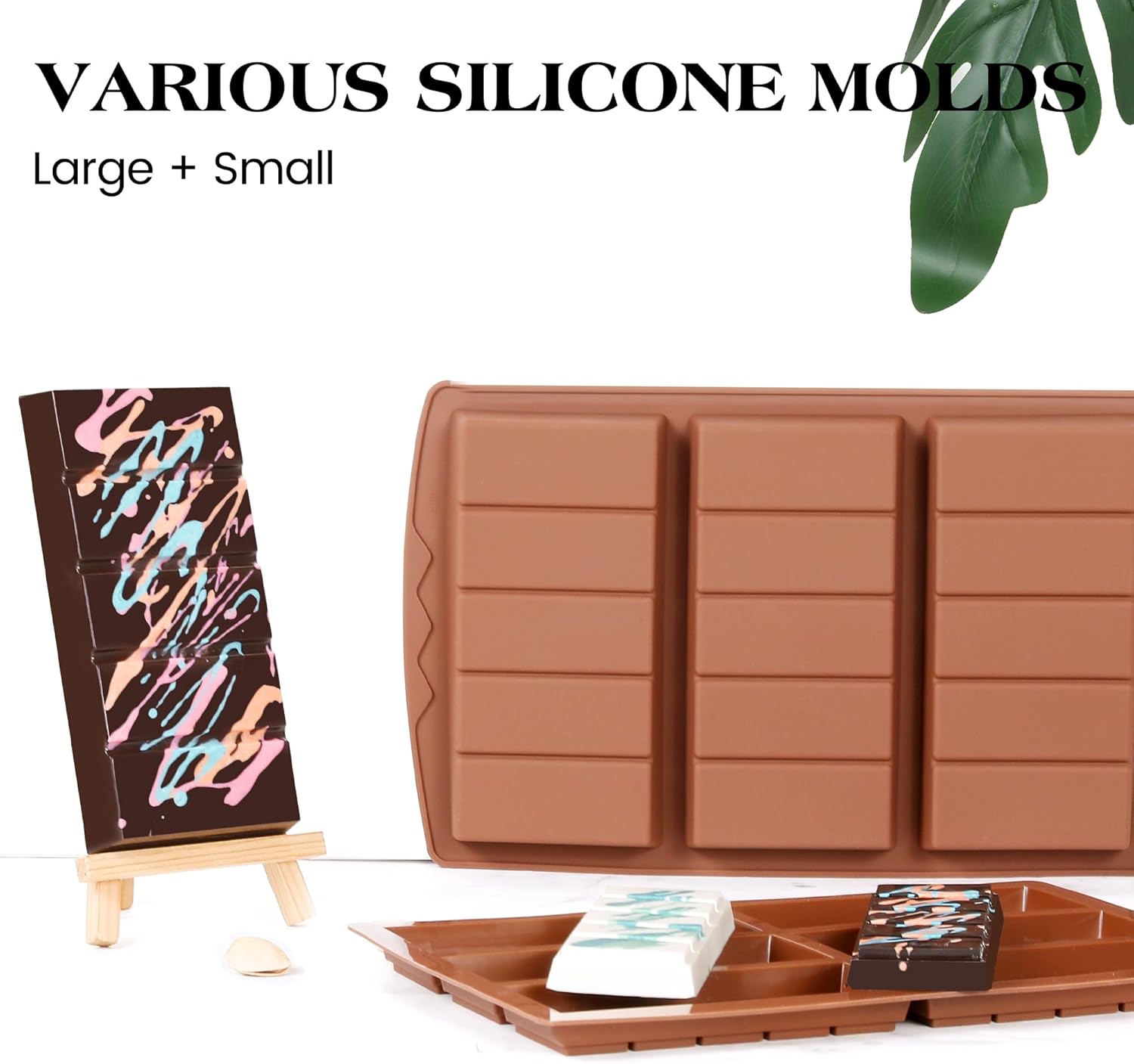 2 Pcs Chocolate Bar Mold Deep Large Chocolate Molds Silicone Break Apart Thick Silicone Molds for Candy Bar (5 Snap）