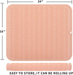 Silicone Dish Drying Mat for Multiple Usage,Easy clean,Eco-friendly,Heat-resistant Silicone Mat for Kitchen Counter or Sink,Refrigerator or Drawer Liner Pink 2XL 24 inches x 18 inches