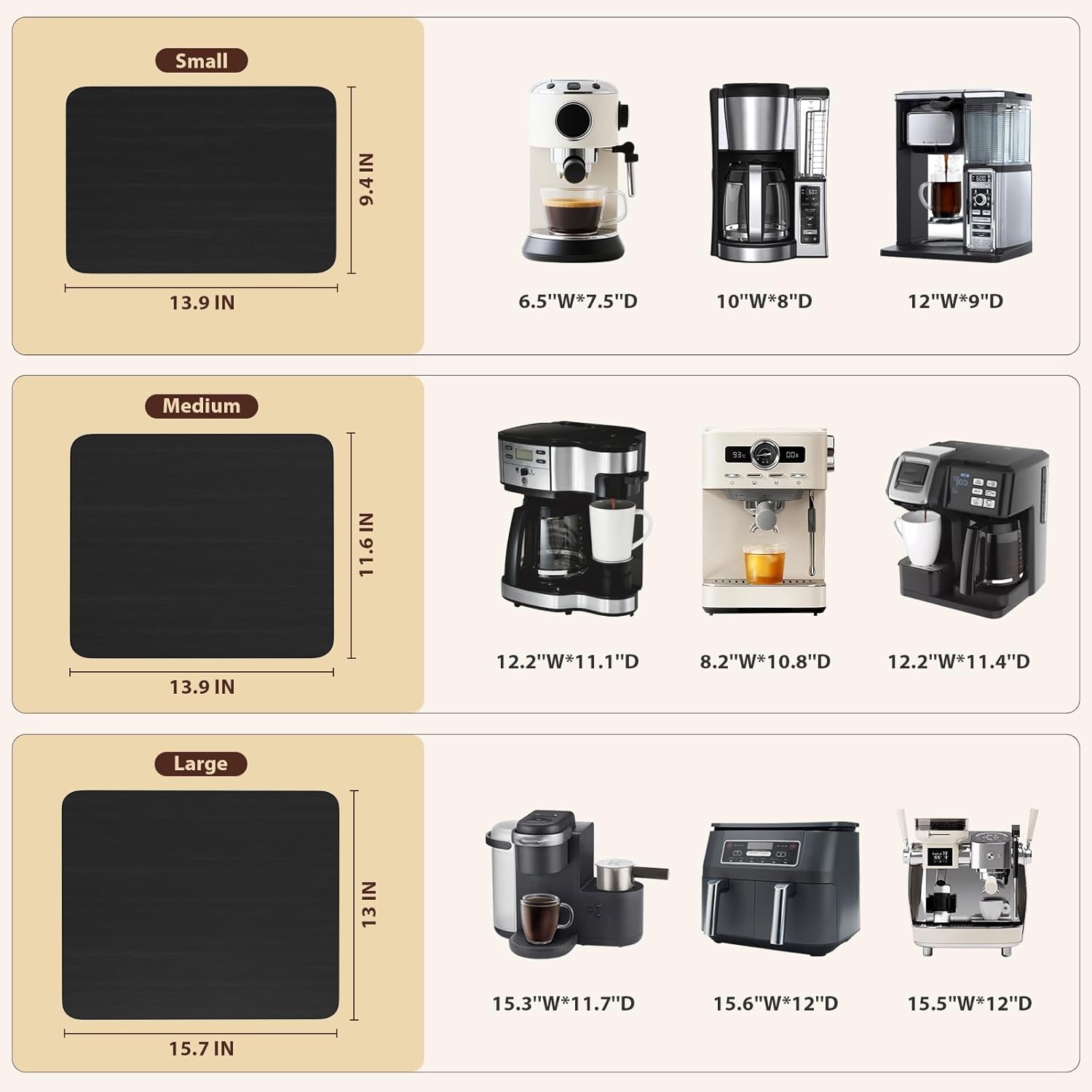 GuanQiao 360° Rotation Appliance Slider for Coffee Maker & Heavy Kitchen Appliance, Bamboo Rolling Tray for kitchen Counter, Sliding Tray with Premium Wheels (Black, 13.9"× 9.4")