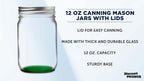 DISCOUNT PROMOS 10 Decorating Mason Jars Set, 12 oz. - Canning, Aluminum Lid - Green