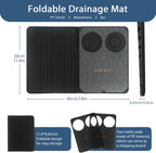 Foldable Bar Mat 18x12 inch - 3-in-1 Silicone Drying Mat with Removable Cutting Board & Rim Tray | Countertop Protector for Home, Outdoor, Travel | Professional Cocktail Accessories (Black)