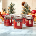 ComSaf 4 oz Glass Jars with Lid, Set of 6 Mini Airtight Glass Jars, Spice Jars, Small Mason Jar, Canning Jar Square with Seal Wire Clip Fastening, Labels & Funnels for Jam, Honey, Kitchen, Wedding