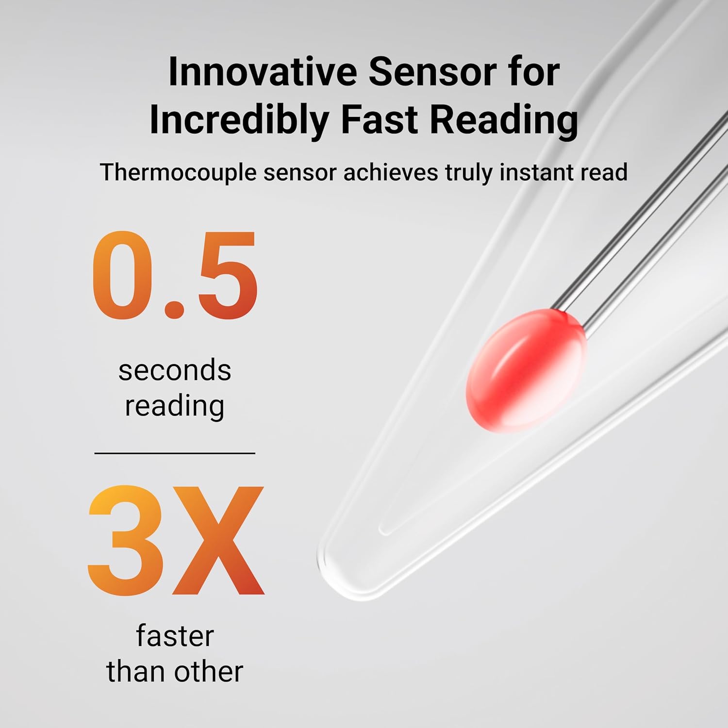 Professional Meat Thermometer Digital, Ultra-Fast 0.5 Sec Instant Read, NIST Certified ±0.5°F Accuracy, 100% Waterproof, Auto-Rotating Backlit Display, Lift-to-Wake, for BBQ/Candy, Orange&Gray