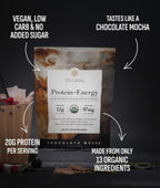 Truvani Protein + Energy Drink Mix with 87mg Caffeine | Chocolate Mocha | 12g Organic Plant Based Protein | 20 Servings | USDA Organic Coffee Powder & Adaptogens | Gluten & Dairy Free | Vegan