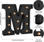 Foaky Black LED Letter Lights for Room Decor - Bedroom Wall Decor, Alphabet Lights for Home, Wedding, Party - Battery Operated （M）