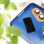 Royal Blue Square Decorative Tray with Handles, 13"*13" Versatile Serving Tray for Coffee Table, Ottoman, Ideal for Serving, Displaying, Organizing