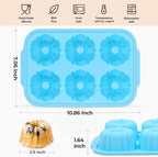Mini Bundt Cake Pans for Baking, 2Pcs Silicone 6-Cavity Fluted Tube Cake Pan with Metal Reinforced Frame, Nonstick Baking Molds for Cupcake, Brownie, Donuts, Cornbread, Jello