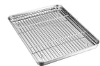 TeamFar Baking Sheet with Rack Set, Stainless Steel Baking Pan Tray Cookie Sheet with Cooling Rack, Non Toxic & Healthy, Easy Clean & Dishwasher Safe