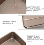 3 Pack Baking Sheet Pans, Deep Size Baking Pan Nonstick Cookie Sheet Brownie Cake Pan Bread Pan Toaster Oven Tray Bakeware (8.6 x 6.6 x 1.7'',11 x 9 x 2",12.7 x 10.6 x 2.4'')