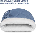 1 Pair Short Oven Mitts, Heat Resistant Silicone Kitchen Mini Oven Mitts for 500 Degrees, Non-Slip Grip Surfaces and Hanging Loop Gloves, Baking Grilling Barbecue Microwave Machine Washable (Sky Blue)