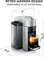 Nespresso Vertuo Coffee and Espresso Machine by De'Longhi, 1597 milliliters, Silver