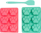Country Living 3-Piece Silicone Baking Kit – Includes 2 Baking Trays (6-Cavity Paw Print Mold) & Spatula – Non-stick Silicone for Homemade Dog Treats, Candy, Chocolate, & Ice Cubes