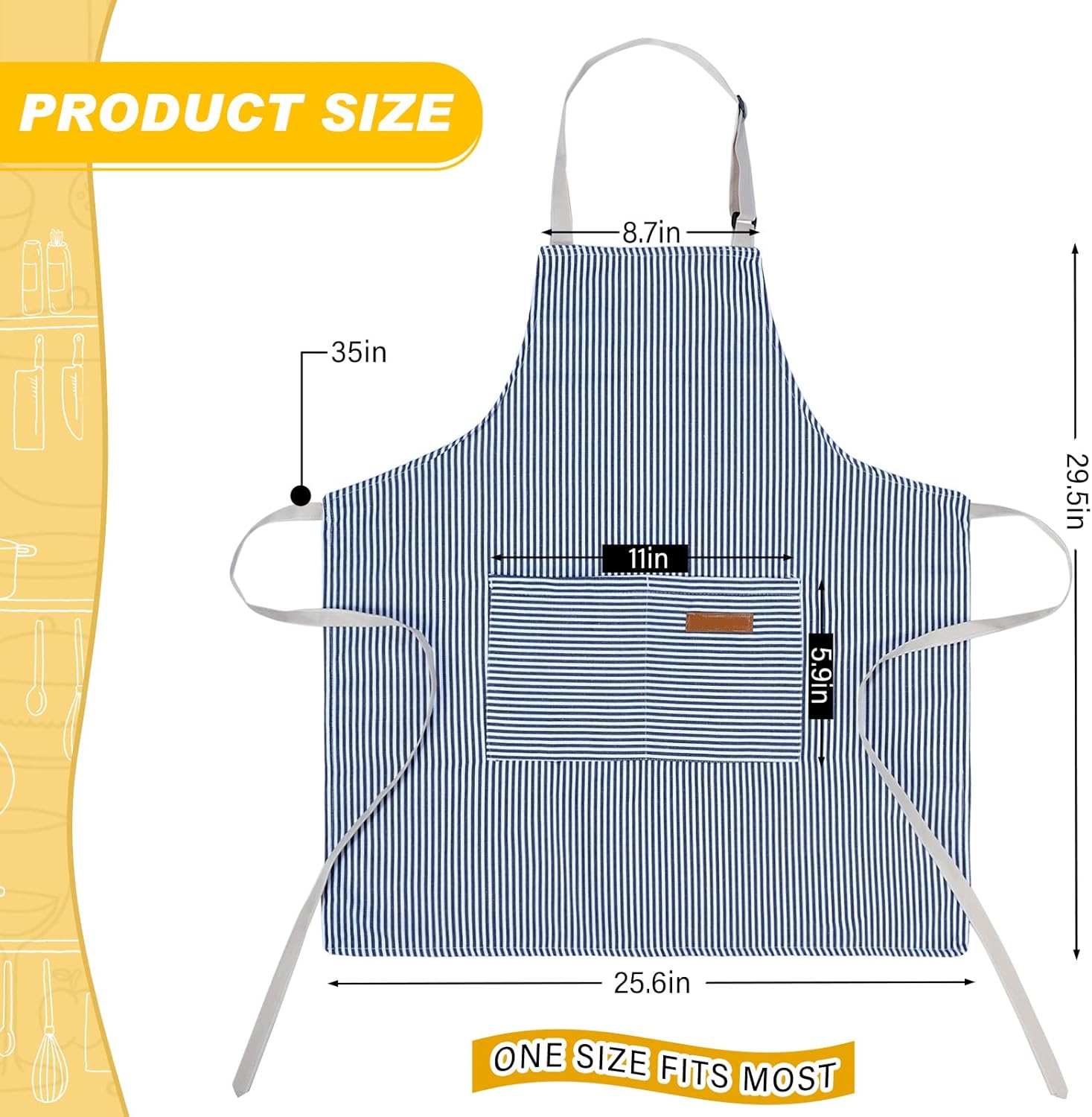 Handepo 4 Pcs Kitchen Cooking Aprons with Pockets Adjustable Waterproof Baking Apron for Women Men, Chef,BBQ, Christmas Gift