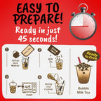 Fusion Select 5 Packs Bubble Tea Kit Extra Rich Blueberry, Raspberry Strawberry Blackberry Cherry Boba Tea Kit Drinks, Boba Tapioca Pearl, Straws, Various Tea Set Flavors