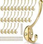 Wall Hooks for Hanging, 25-Pcs Heavy Duty Metal Coat Hooks, for Living Room, Bathroom, Kitchen, Bedroom for Towel, Hat, Key, Closet, Bag (Gold)