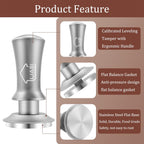 Coffee Tamper 51mm, Espresso Tamper with 2 Spring Loaded Tamper, Barista Coffee Tamper Tools with Aluminum Tamper Stand Holder, 100% Stainless Steel Flat Base Tamper for Espresso Machine(Silver)