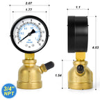 MEANLIN MEASURE 0-15Psi Forged Brass Air Test Pressure gauges, 3/4" FNPT Connection, 2" Double Graduated, Bell Shape Body Assembly, -3-2-3% Accuracy