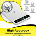 Mik-Nana Food Scale White, 22lb/10kg Digital Kitchen Scale Grams and oz for Baking Cooking and Weight Loss, 1g/0.04oz Precise Graduation, Easy Clean Stainless Steel