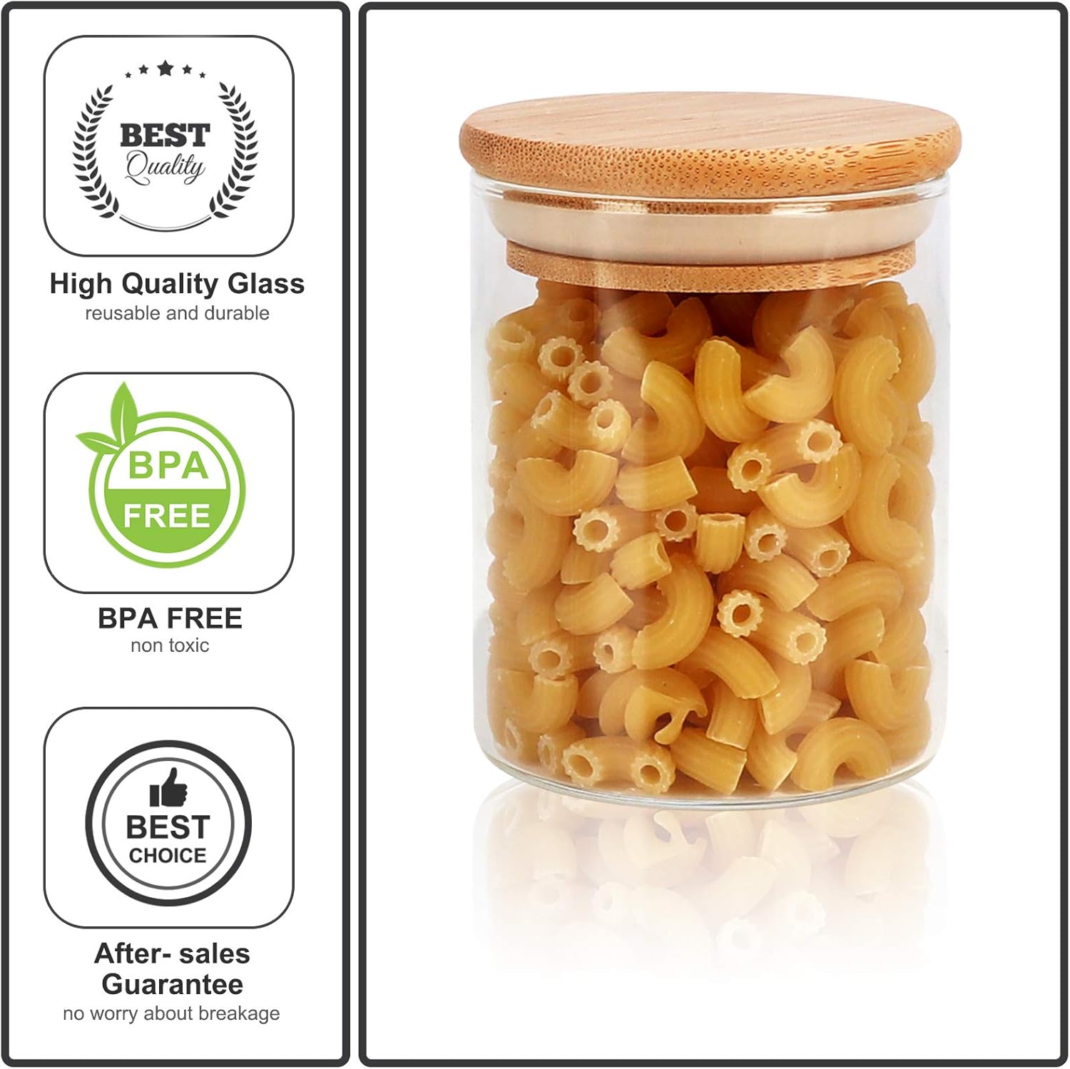 DHSBTLS 6 oz Glass Jars with Bamboo Lids, Borosilicate Glass Airtight Canisters sets, Food Storage Container, Pantry Organization and Storage Jars, Kitchen Spice Jars of 15