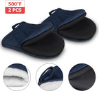 1 Pair Short Oven Mitts, Heat Resistant Silicone Kitchen Mini Oven Mitts for 500 Degrees, Non-Slip Grip Surfaces and Hanging Loop Gloves, Baking Grilling Barbecue Microwave Machine Washable