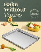 Baking Sheet Set of 2, Commercial Grade Stainless Steel Cookie Sheets for Baking, 18 x 13 Inch Thicker Large Baking Pans Oven Tray, Warp Resistant Nonstick Half Sheet Pan, Nontoxic & Heavy Duty