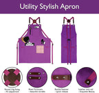 Kitchen Apron, Work Apron, Canvas, Multiple Pockets, Gardening, Painting, BBQ, Artist, Carpenter, Sizes M to XXL, Purple