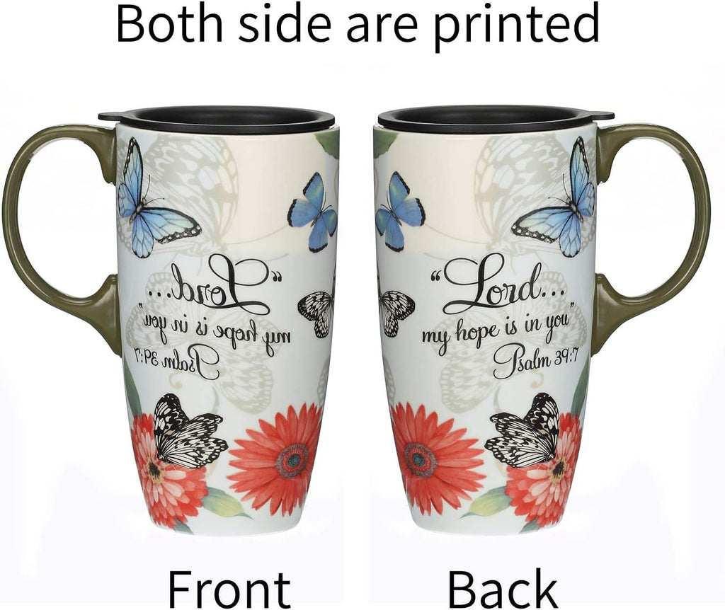 Topadorn Ceramic Latte Mug 17 oz. Coffee Cups with Sealed Lid and Color Box,set of 2