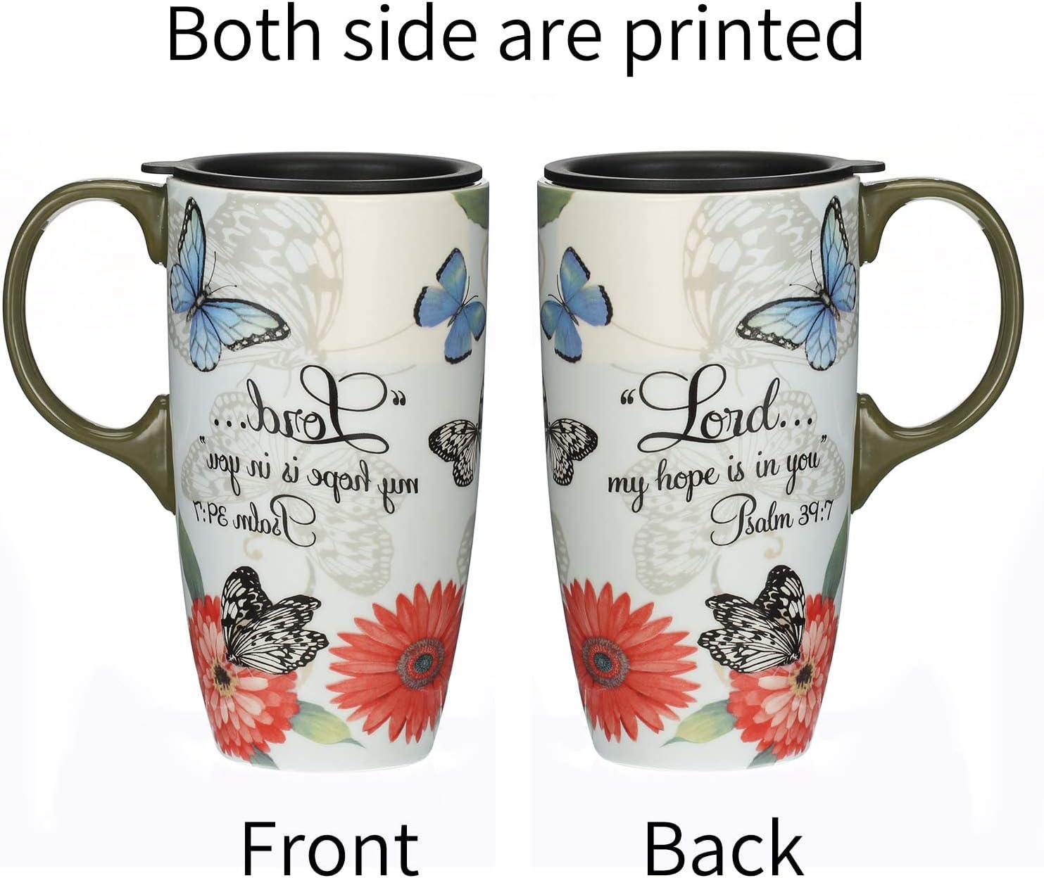 Topadorn Ceramic Latte Mug 17 oz. Coffee Cups with Sealed Lid and Color Box,set of 2