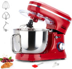Household Stand Mixer with 6.5 Quart Bowl, Electric Food Mixer 10+p Speeds 660W, Kitchen Tilt-Head Bread Dough and Cake Mixers with Dough Hook, Whisk, Beater, Splash Guard and Egg Separator (Red)