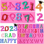 Silicone Fondant Molds, AIMEIKI 3 Pack 3D Silicone Number 0-9 Alphabet A-Z Embossed Fondant Chocolate Baking Molds for Decorating Birthday Cake Candy Chocolate DIY Craft Projects