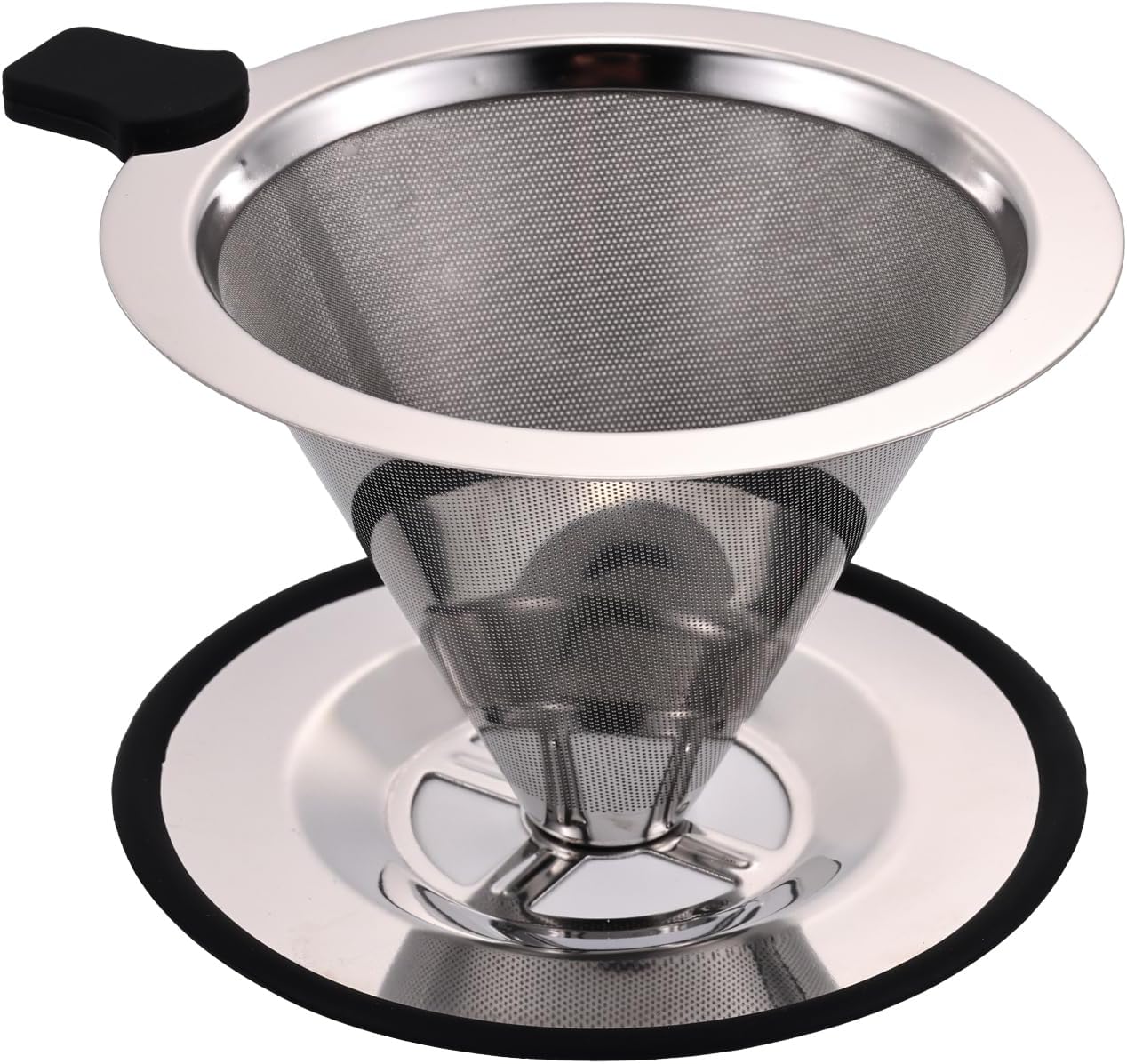 Small Size Pour Over Coffee Dripper, Stainless Steel Metal Cone Drip Coffee Filter, Paperless and Permanently Reusable, Double Mesh Coffee,TeaFilter for 1-2 Cups