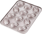 CHEFMADE Muffin Cake Pan, 12-Cavity Non-Stick Rugby-Shaped Bakeware for Oven Baking (Champagne Gold)