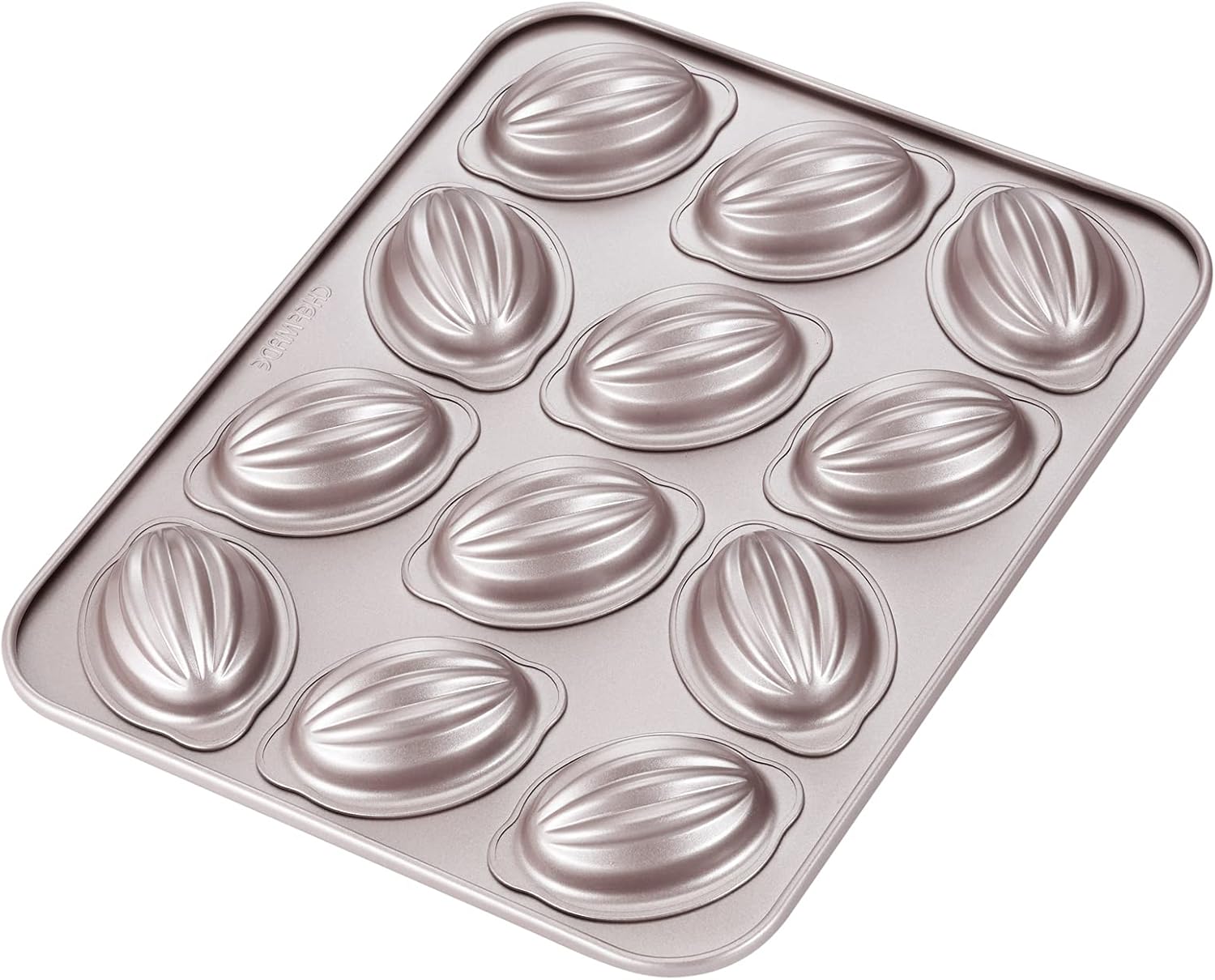 CHEFMADE Muffin Cake Pan, 12-Cavity Non-Stick Rugby-Shaped Bakeware for Oven Baking (Champagne Gold)