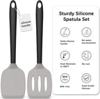 Coukre 2 Pack Silicone Spatula Set, High Heat Resistant, BPA Free Kitchen Spatula, Solid & Slotted Turner for Non-Stick Pans, Sautéing, and Flipping (2, Gray)