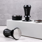 Espresso Tamper, Constant 30lb Coffee Tamper with double Calibrated Spring Loaded, Stainless Steel double spring loaded Coffee Tamper Fits for All Portafilters- Flat Base (58mm, BLACK)